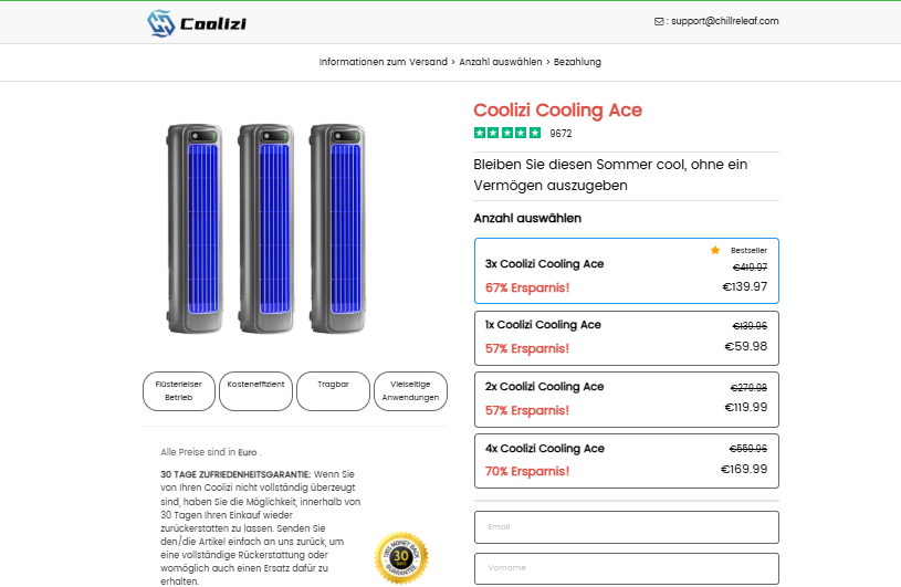 Coolizi Cooling Ace pricing